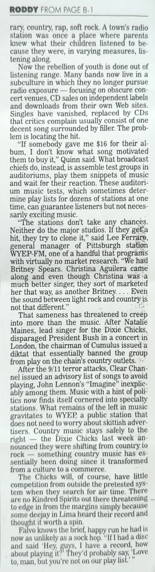 Post-Gazette column, continued (page B2)